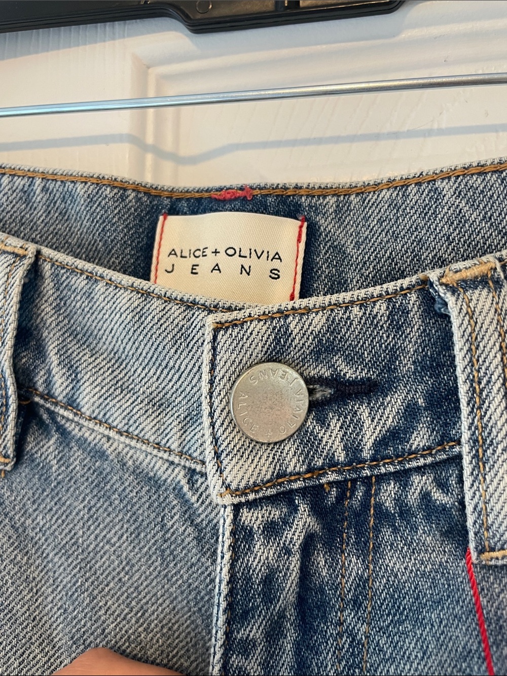 Alice + Olivia Vintage Blue High-Rise Wide Leg Jeans - Picture 5 of 6